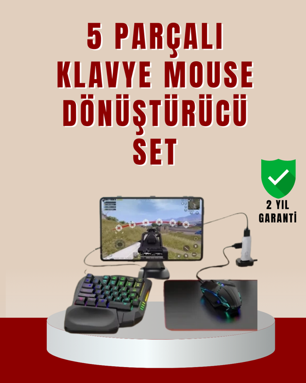 5’i 1 Arada Mobil Oyun Seti Klavye Mouse Dönüştürücü iOS & Android - Image 1