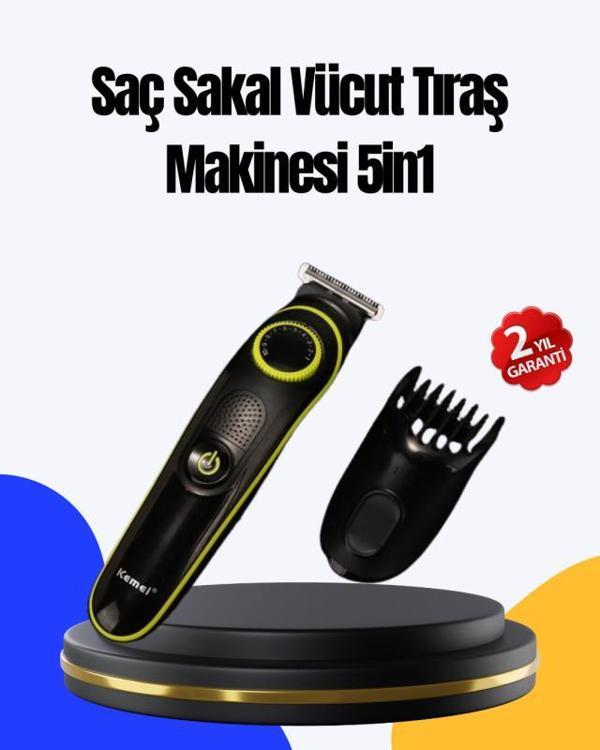 5 Başlıklı Çok Fonksiyonlu Saç Kesme ve Sakal Düzeltme Makinesi Erkek Bakım Aleti - Image 1