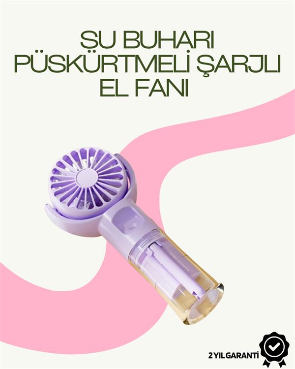 Dönen Su Sisli El Fanı – 4 Kademeli Rüzgar, Şeffaf Su Haznesi, Sessiz Çalışma - Image 1