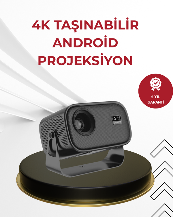 WiFi 6 ve Bluetooth 5 Bağlantılı Taşınabilir Projeksiyon Makinesi - Image 1