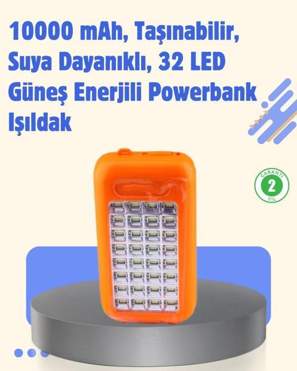 Gold Silver GS-875 Güneş Enerjili Powerbank ve 32 LED Işıldak - Image 1