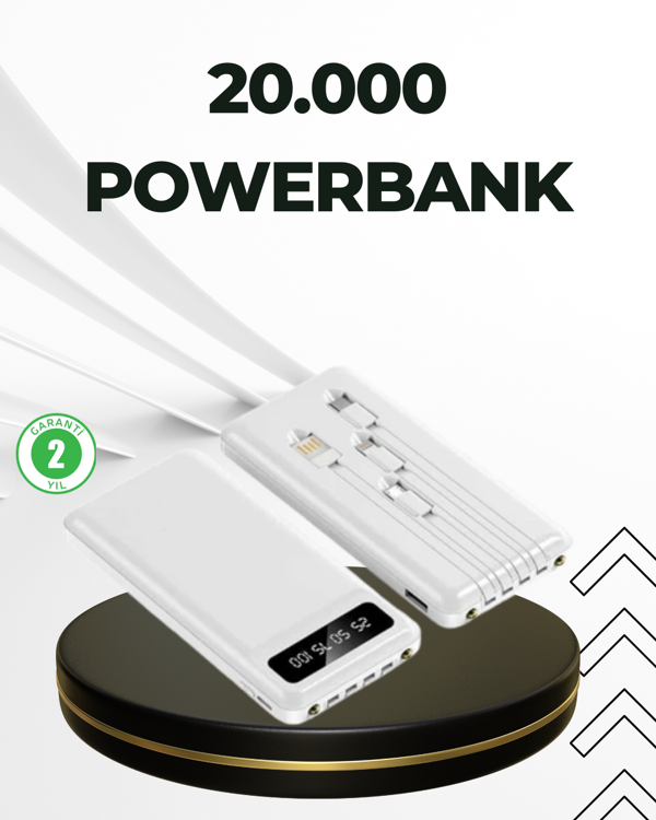20.000mAh Taşınabilir Powerbank PD Teknolojili Çift USB Çıkışlı - Image 1