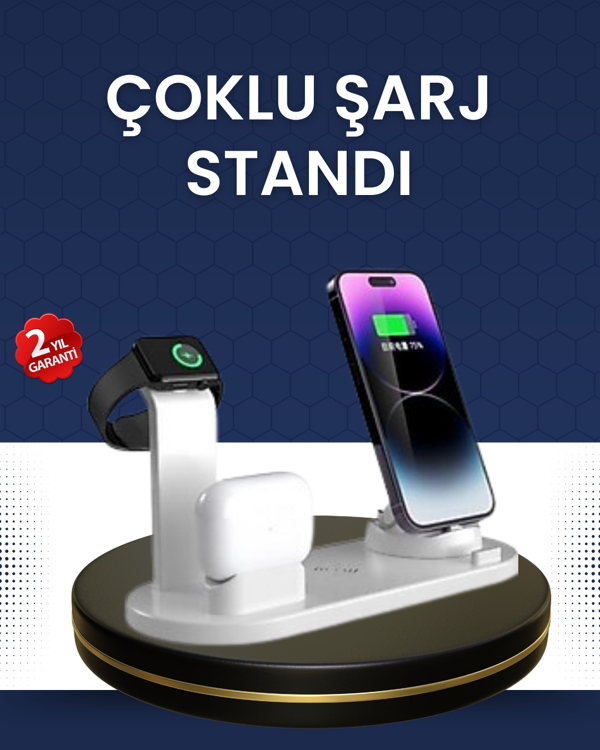Modern Tasarımlı Çok Fonksiyonlu Kablosuz Şarj Standı - Image 1