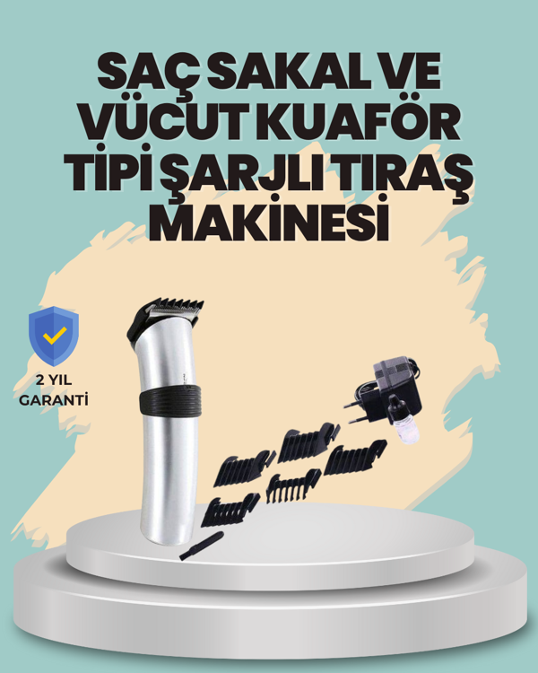Profesyonel Erkek Tıraş Makinesi – Kablosuz, Paslanmaz Bıçaklı ve Tam Aksesuar - Image 1
