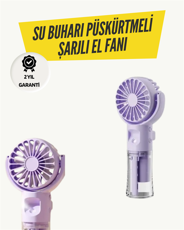 Mini Masaüstü ve El Tipi Buğu Fanı – Su Depolu, Şarj Edilebilir, Nemlendirici Özellikli - Image 1