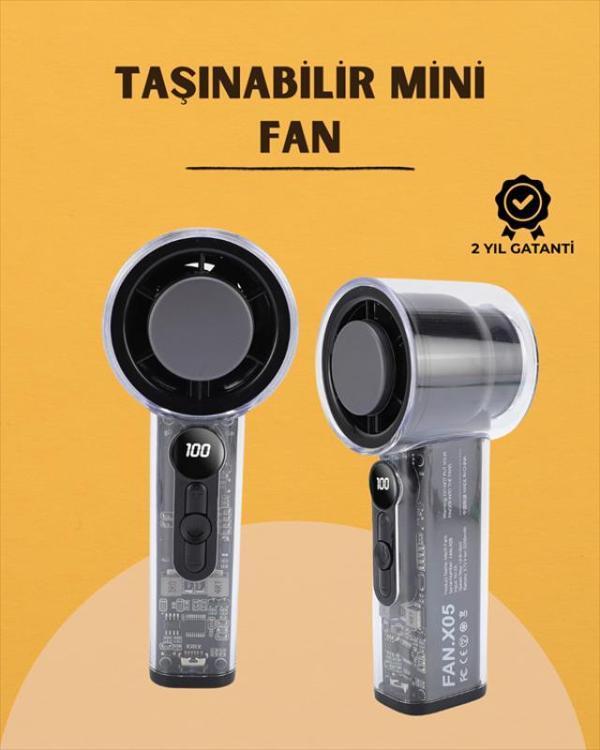 Yüksek Verimli Soğutmalı El Fanı | 100 Seviye Hız Kontrolü | 6 Saat Pil Ömrü - Image 1