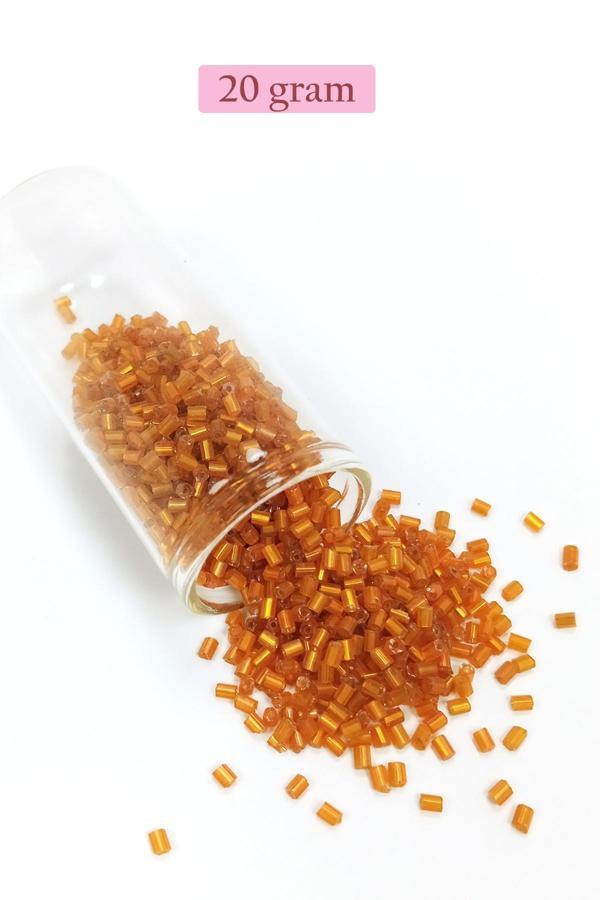 Kesme Cam Boncuk 2mm - 20 Gram - Şeffaf Koyu Turuncu -BNC327 - Image 1