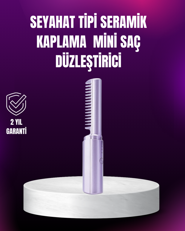 Kablosuz USB Şarjlı Saç Düzleştirici Tarak – Seyahat Boy - Image 1