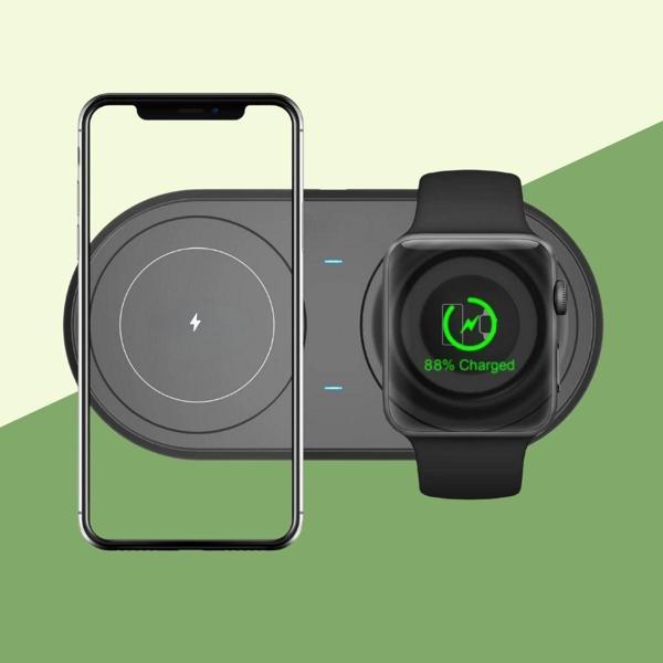 2si 1arada Kablosuz Saat,Kulaklık ve Telefon Hızlı Şarj Etme Aparatı - Image 1