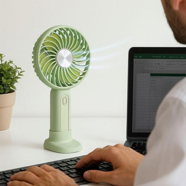 BUFFER® Masa Üstü Standlı USB ile Şarj Olabilen 3 Ayarlı Fan Modlu Çanta Tipi El Fanı - Image 1