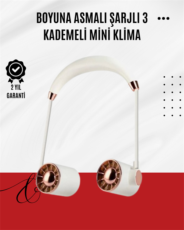USB Şarjlı Katlanabilir Boyun Fanı | 3 Kademeli, Sessiz ve Taşınabilir Tasarım - Image 1