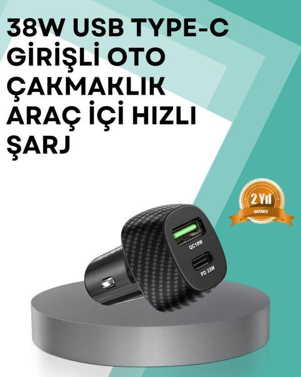 Çift Cihaz Destekli 38W Güçlü Çakmaklık Araç Şarj Cihazı - Image 1