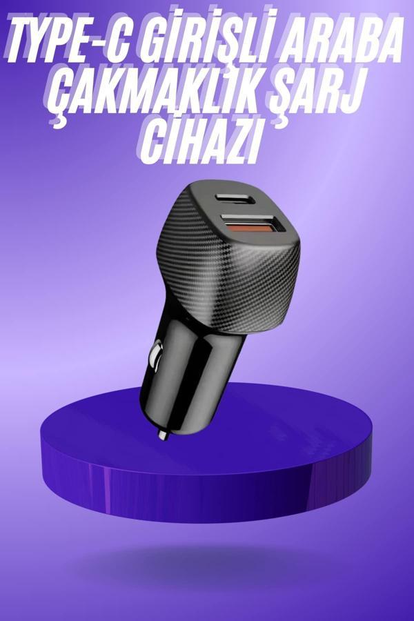 38W USB Type-C Girişli Oto Çakmaklık Araç İçi Hızlı Şarj Çakmaklık Şarj Aleti - Image 1