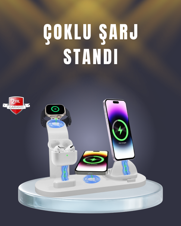 iPhone, AirPods ve Akıllı Saat Uyumlu Çoklu Şarj Cihazı - Image 1