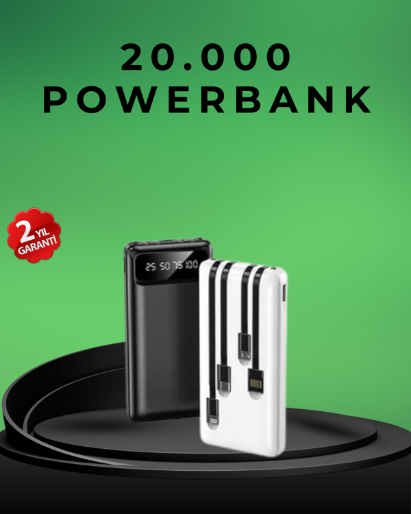 Kamp ve Seyahat İçin 20.000mAh LED Işıklı Hızlı Şarj Powerbank - Image 1