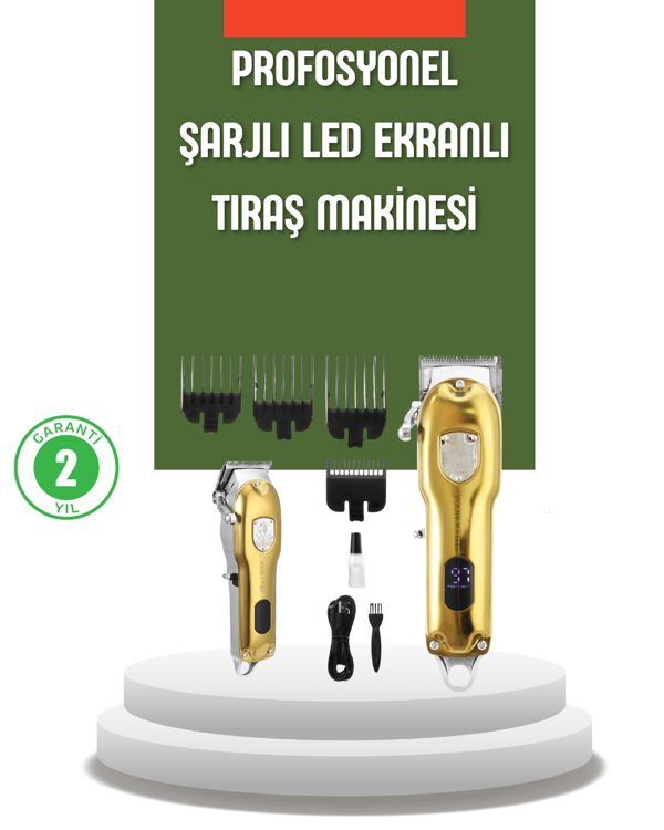 Güçlü Motorlu LCD Ekranlı Şarjlı Tıraş ve Şekillendirme Makinesi - Image 1