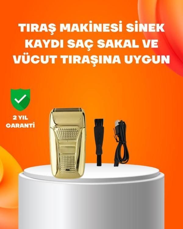 Altın Renk Kablolu Sakal Tıraş Makinesi Çelik Bıçaklı 3W Motor - Image 1