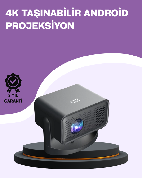 Dahili Hoparlörlü ve Uzun Ömürlü LED Lambalı Akıllı Projektör - Image 1