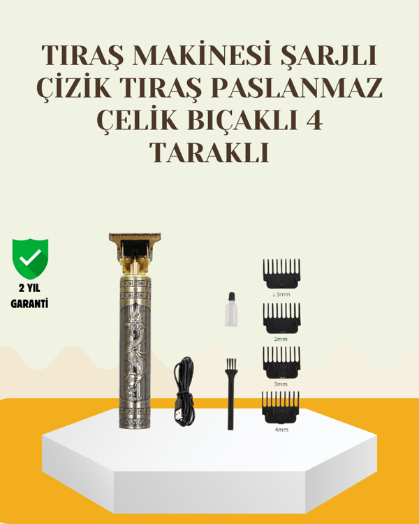 Şarjlı Titanyum Bıçaklı Saç ve Sakal Kesme Makinesi - Image 1