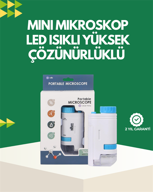 LED Aydınlatmalı 80–200 Kat Büyütmeli Cep Mikroskop - Image 1