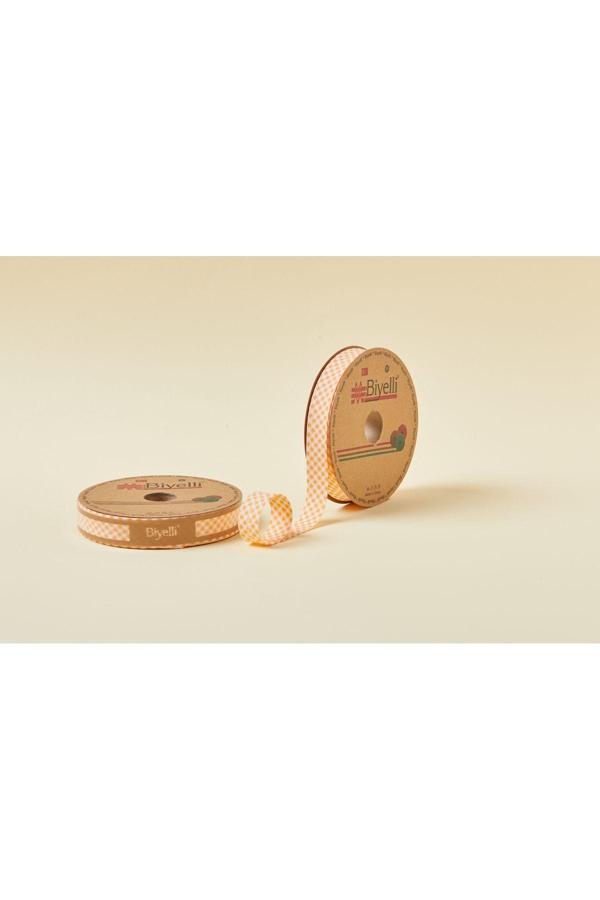 Biye Ekoseli Katlı E06 Turuncu 2 cm 25 Metre %65 Koton %35 Polyester - Image 1