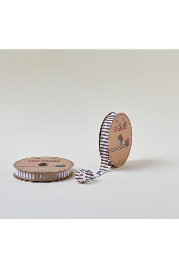 Biye Kalın Çizgili Katlı F05 Kahverengi 2 cm 25 Metre %65 Koton %35 Polyester - Image 1