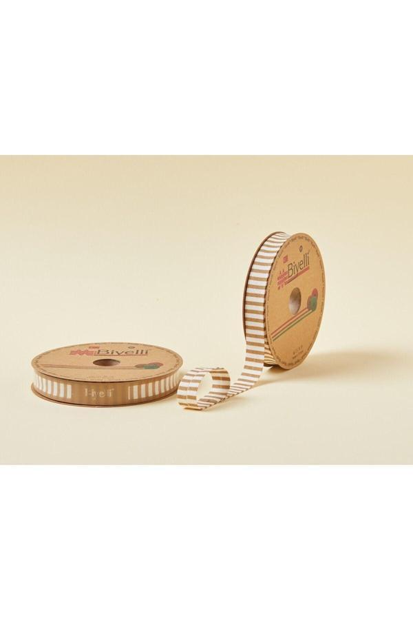 Biye Kalın Çizgili Katlı F13 Bej 2 cm 25 Metre %65 Koton %35 Polyester - Image 1