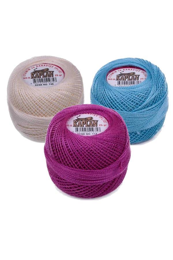 3 Adet Kaplan Etamin Ve Kanaviçe İpi 8 No Kod/Renk: 748 - 293 - 114 - Ryl - Image 1