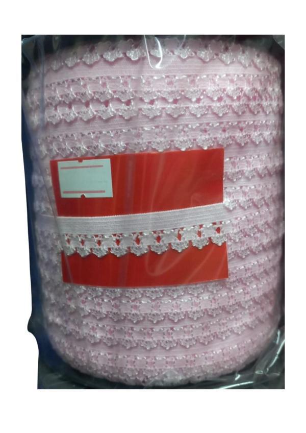 Çamaşır Lastiği Dantelli 1 cm 75 Metre 1 Top Açık Pembe - Image 1