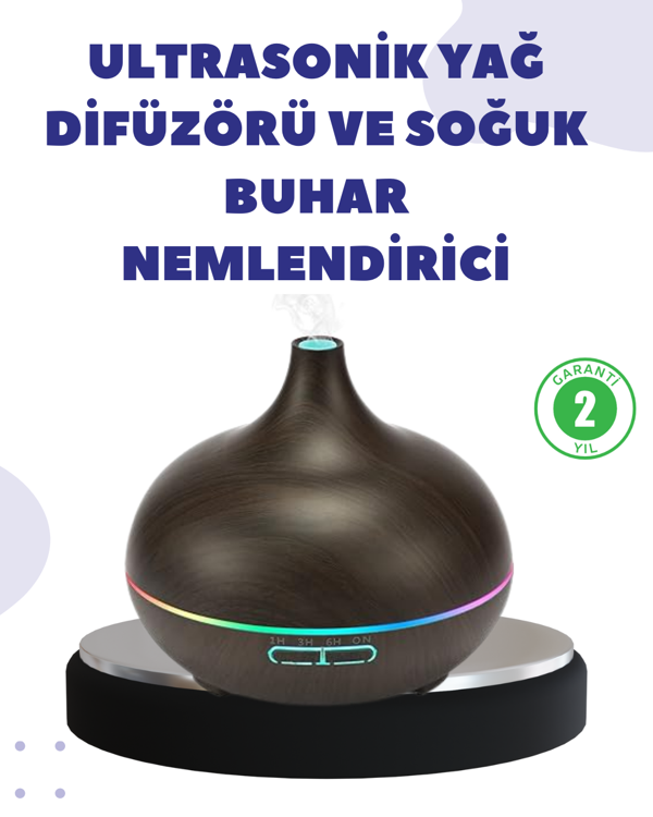 Uçucu Yağ Uyumlu Renkli LED Işıklı Nemlendirici - Image 1