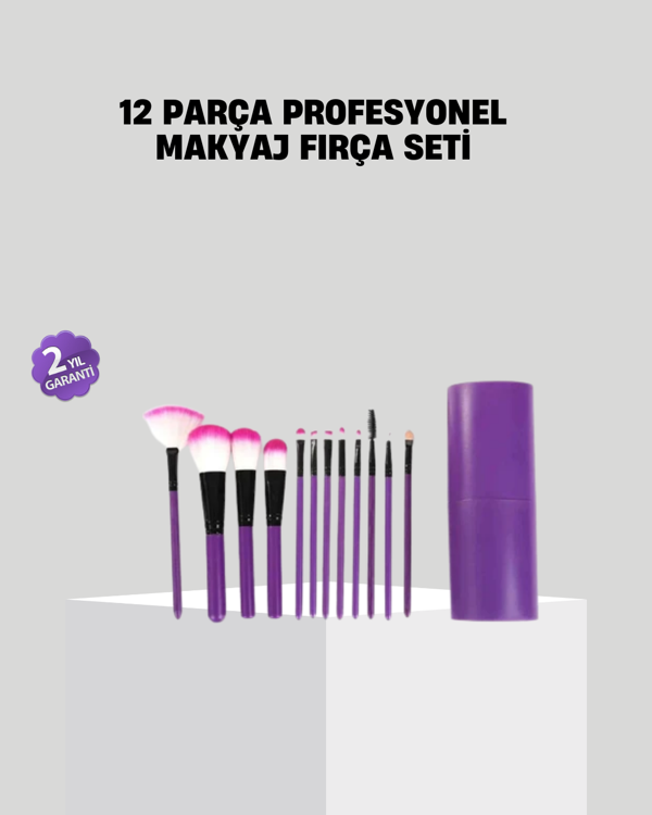 12’li Profesyonel Makyaj Fırça Seti Ultra Yumuşak Sentetik Kıllı - Image 1