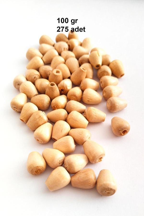 100 Gr (275 Adet) Ahşap Boncuk 12 mm boy x 10 mm en Doğal Ahşap Makrome El İşi Çanta - Image 1