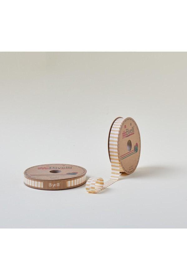 Biye Kalın Çizgili Katlı F06 Sarı 2 cm 25 Metre %65 Koton %35 Polyester - Image 1