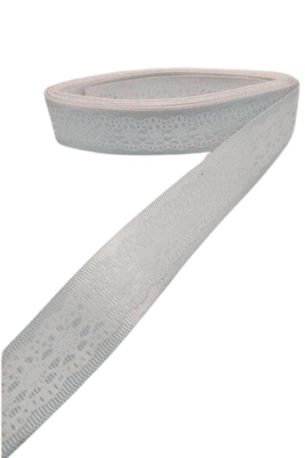 Tafta Dantel Görünümlü Kurdele Gri 25 mm 10 Metre - Image 1