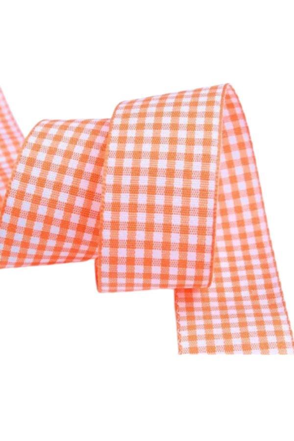 Tafta Ekoseli Kurdele 25 mm Turuncu 10 Metre - Image 1