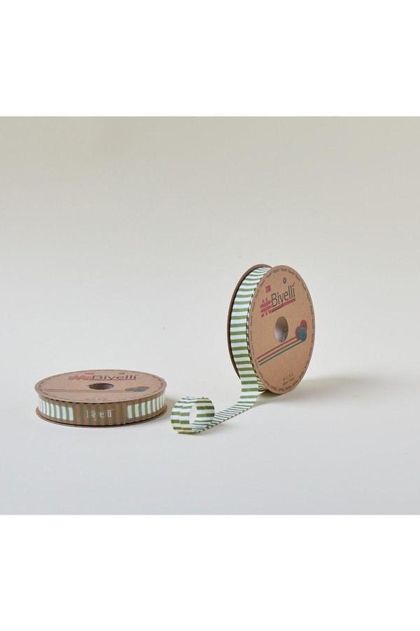 Biye Kalın Çizgili Katlı F12 Yeşil 2 cm 25 Metre %65 Koton %35 Polyester - Image 1