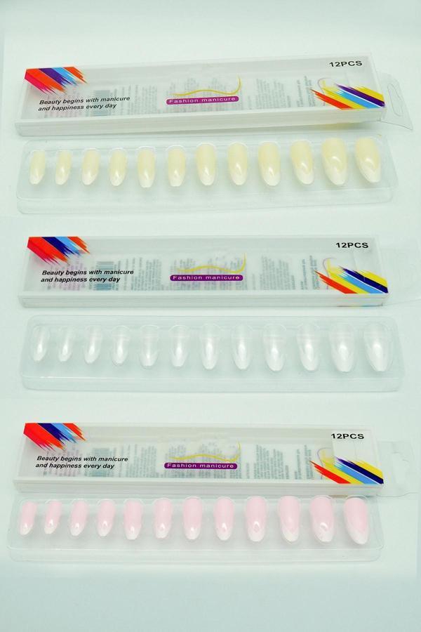 3 Renk Toplam 36 Adet Badem Tırnak Tak Ve Çık Kendinden Yapışkanlı Takma Tırnak - Image 1