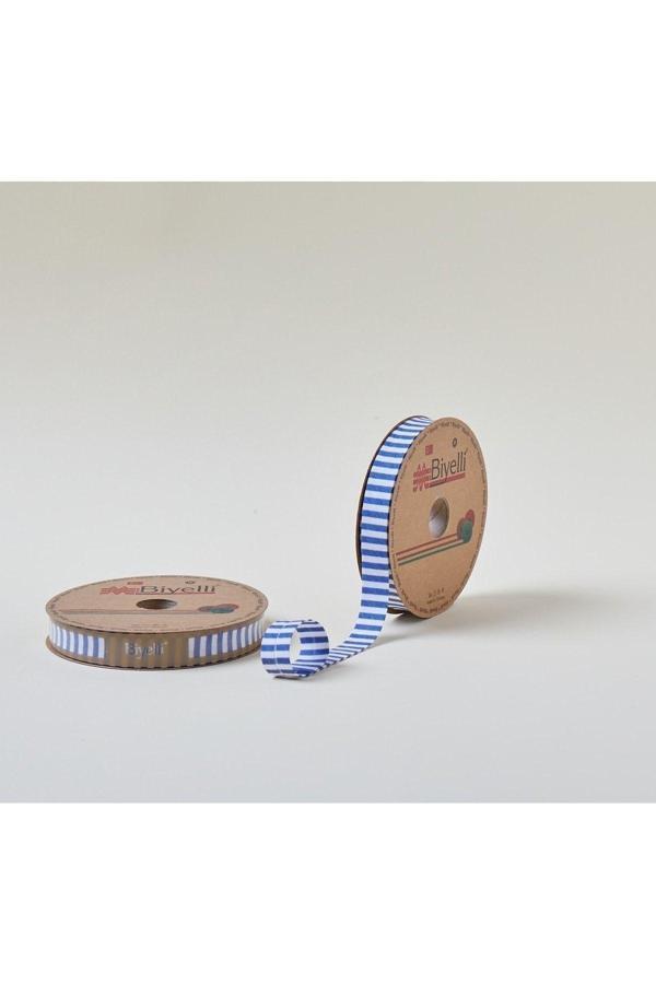 Biye Kalın Çizgili Katlı F01 Mavi 2 cm 25 Metre %65 Koton %35 Polyester - Image 1