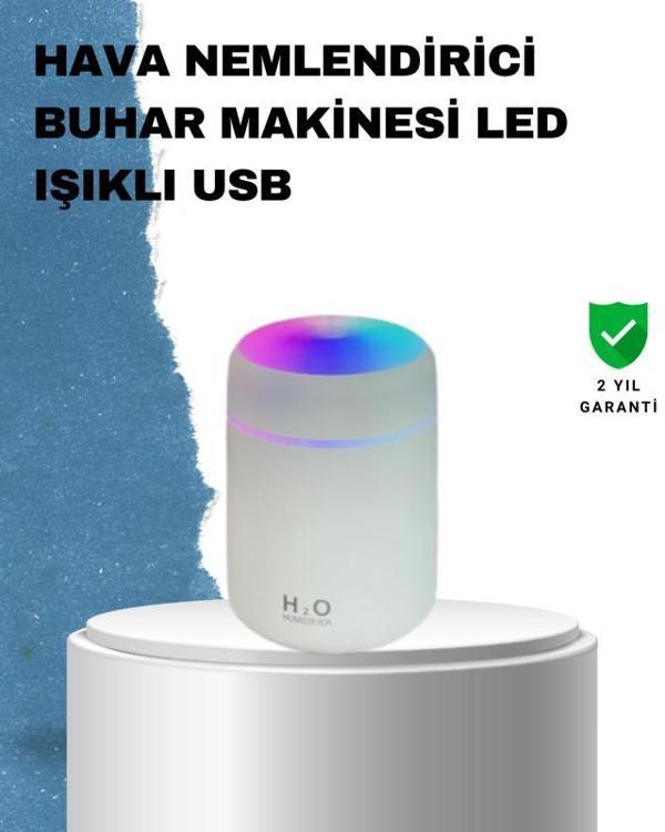 ABS Gövdeli 300ml USB Nemlendirici – Beyaz, Gri, Pembe Renk - Image 1