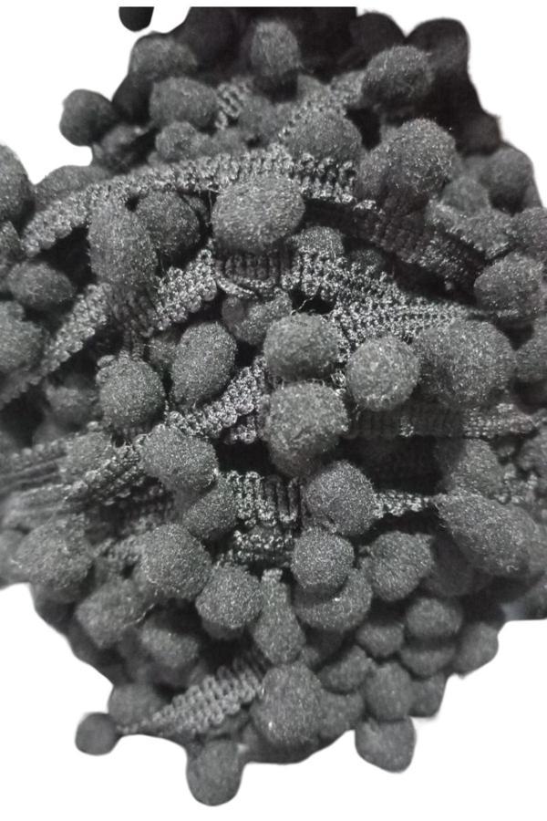Sıralı Ponpon 1 Metre Siyah - Image 1