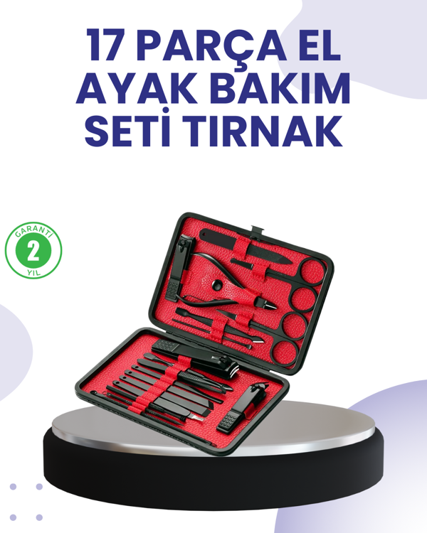 Taşınabilir Deri Kutulu 17 Parça Manikür Seti - Image 1