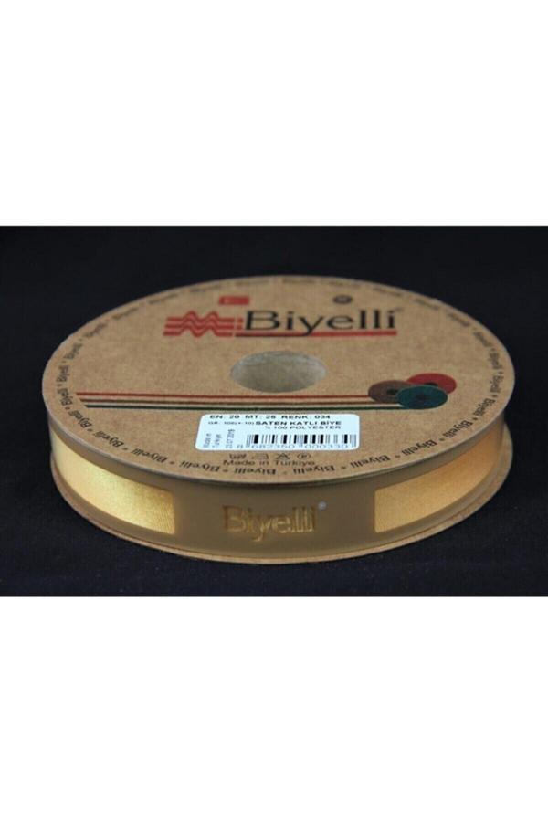 Biye Saten Katlı 034 Sarı 2 cm 25 Metre %100 Polyester - Image 1