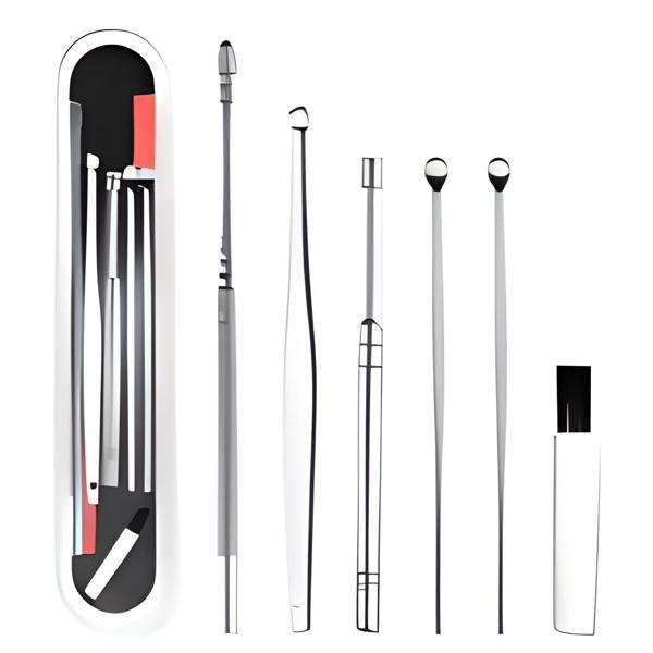 6 Parça Paslanmaz Çelik Kulak Balmumu Toplayıcı Çıkarıcı Temizleyici Bakımı Çubuk Seti - Image 1