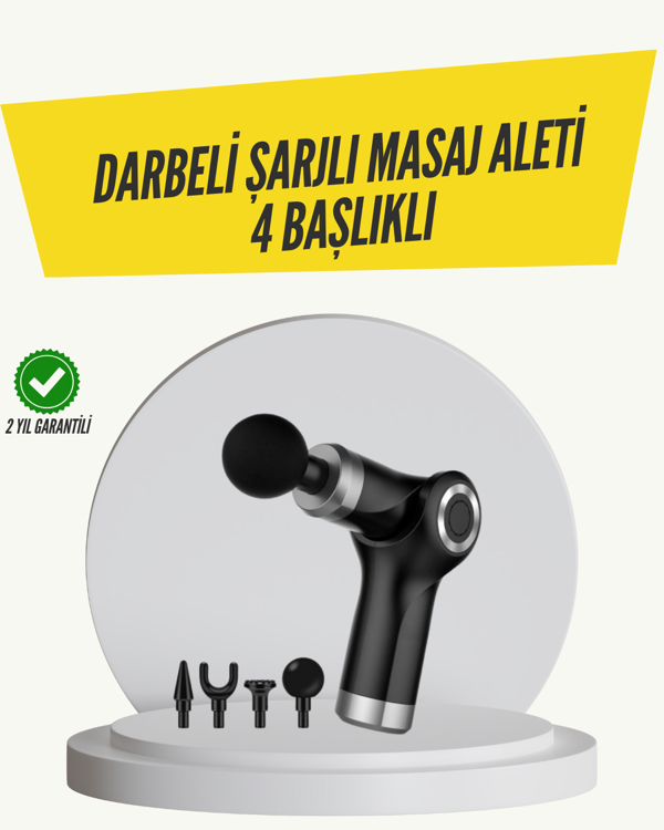 Mini Masaj Tabancası 4 Başlık 6 Hız Ayarlı - Image 1