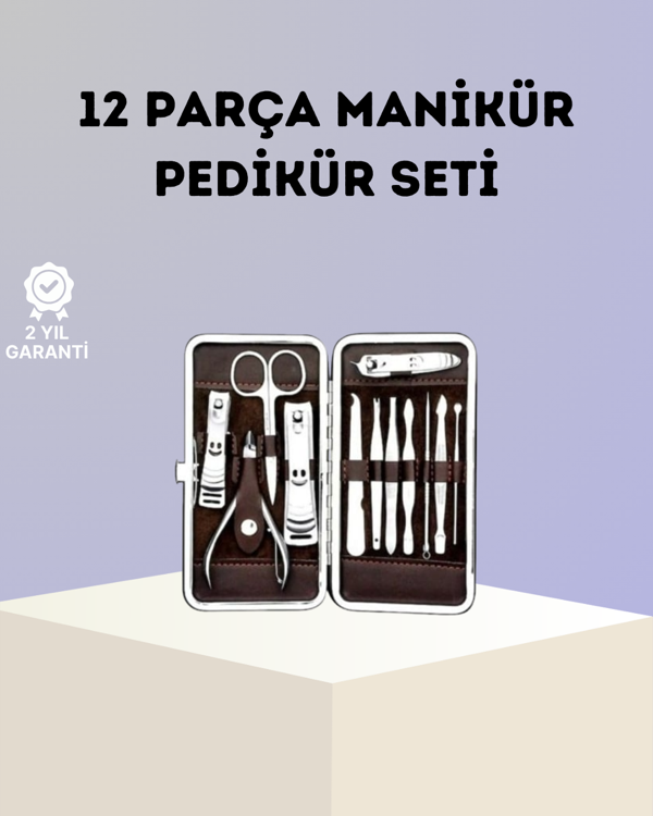 Paslanmaz Çelik Çok Fonksiyonlu 12 Manikür Seti - Image 1