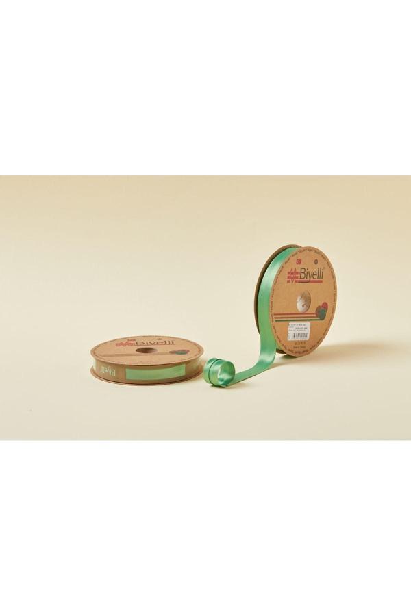 Biye Saten Katlı 026 Yeşil 2 cm 25 Metre %100 Polyester - Image 1