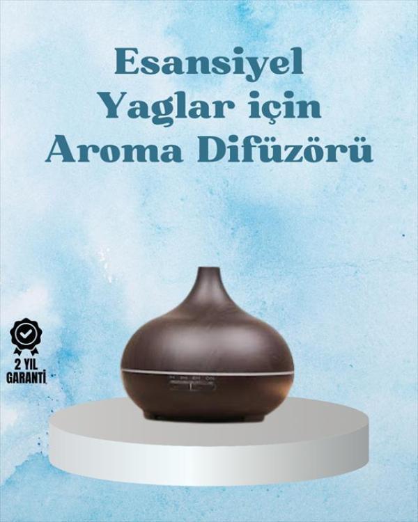Sessiz Çalışan Aromaterapi Difüzörü – 4 Zaman Ayarlı, 7 Renkli Işık Seçeneği - Image 1