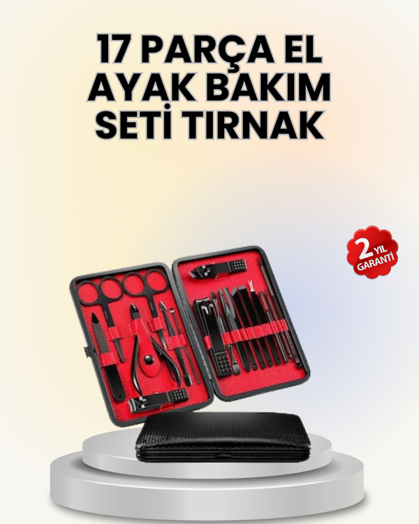 17 Parçalık Deri Kaplamalı Manikür Seti - Image 1