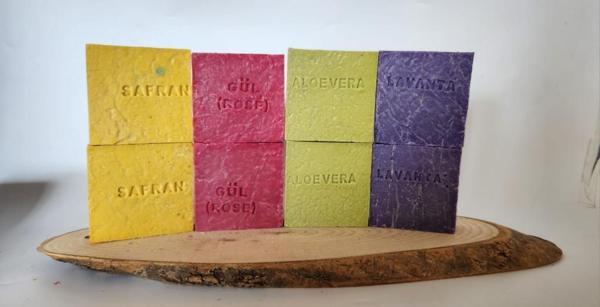 Doğal Üretim Sabunu Karışık (Safran-Gül-Lavanta-Aleovera) 8'li Set - Image 1