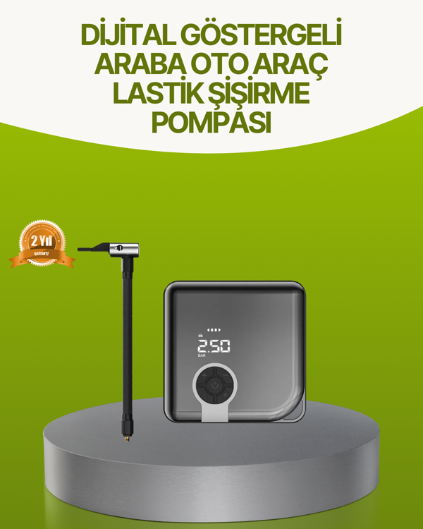 Dijital Ekranlı Taşınabilir Akıllı Araç Hava Kompresörü - Image 1